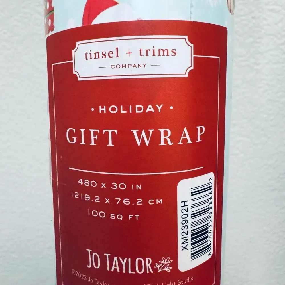 Christmas Holiday Dog Print Blue Gift Wrap Wrapping Paper Roll